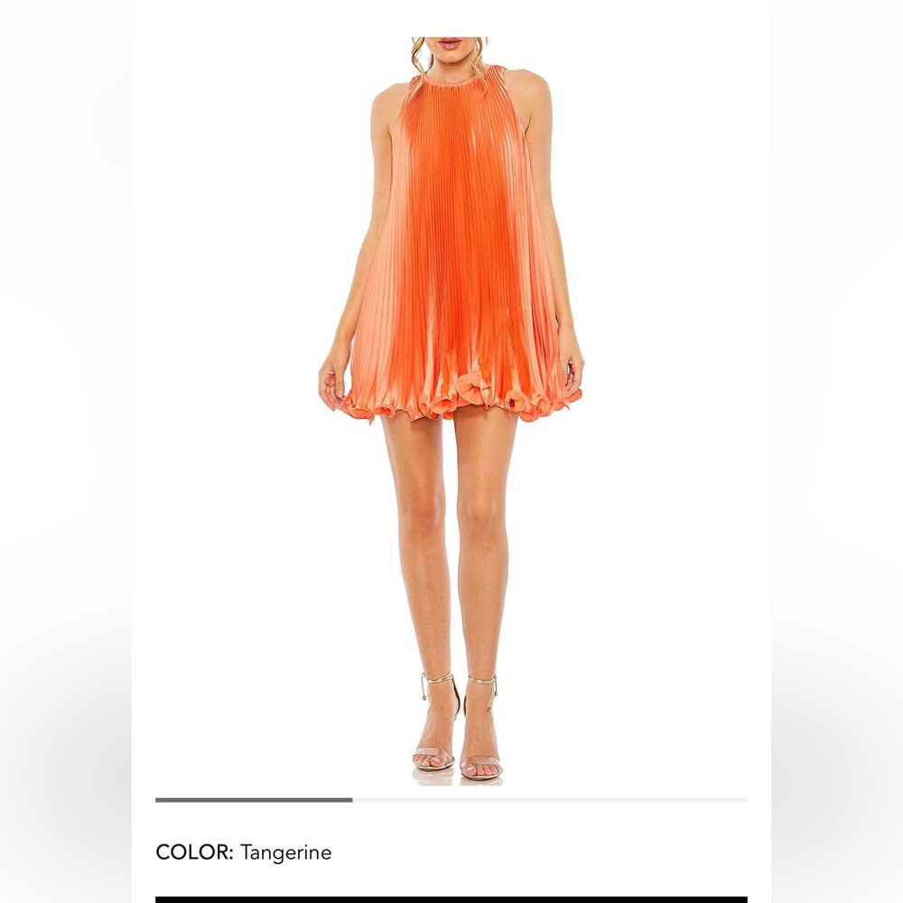 Pleated Halter Neck Flowy Mini Trapeze Dress